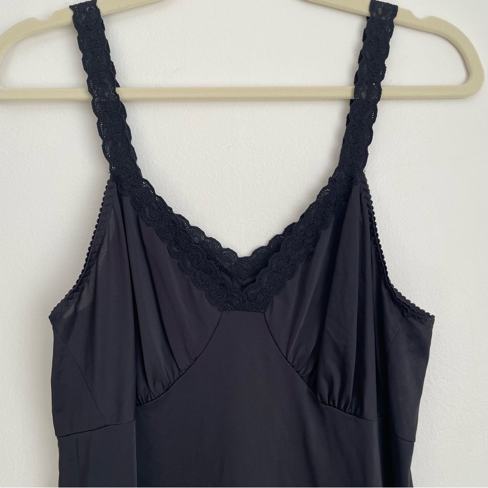 Vintage‎ Shadowline babydoll satin slip dress black whimsigoth fairy lace witchy - Picture 2 of 9